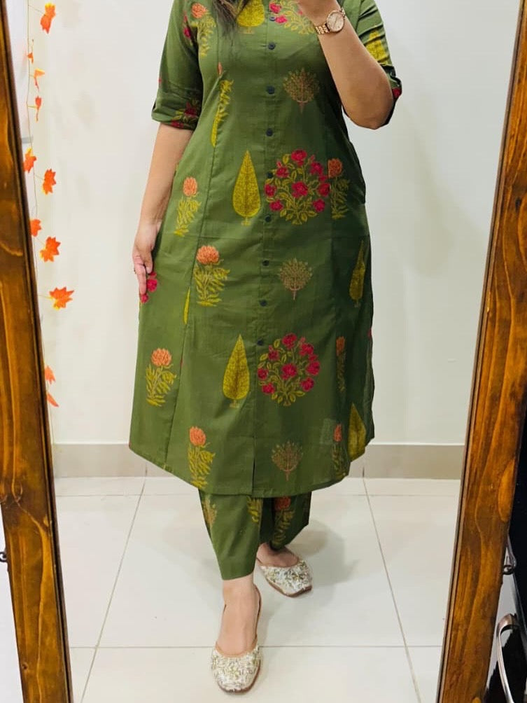 🌸 Premium Cotton Kurti Palazzo Set 🌸