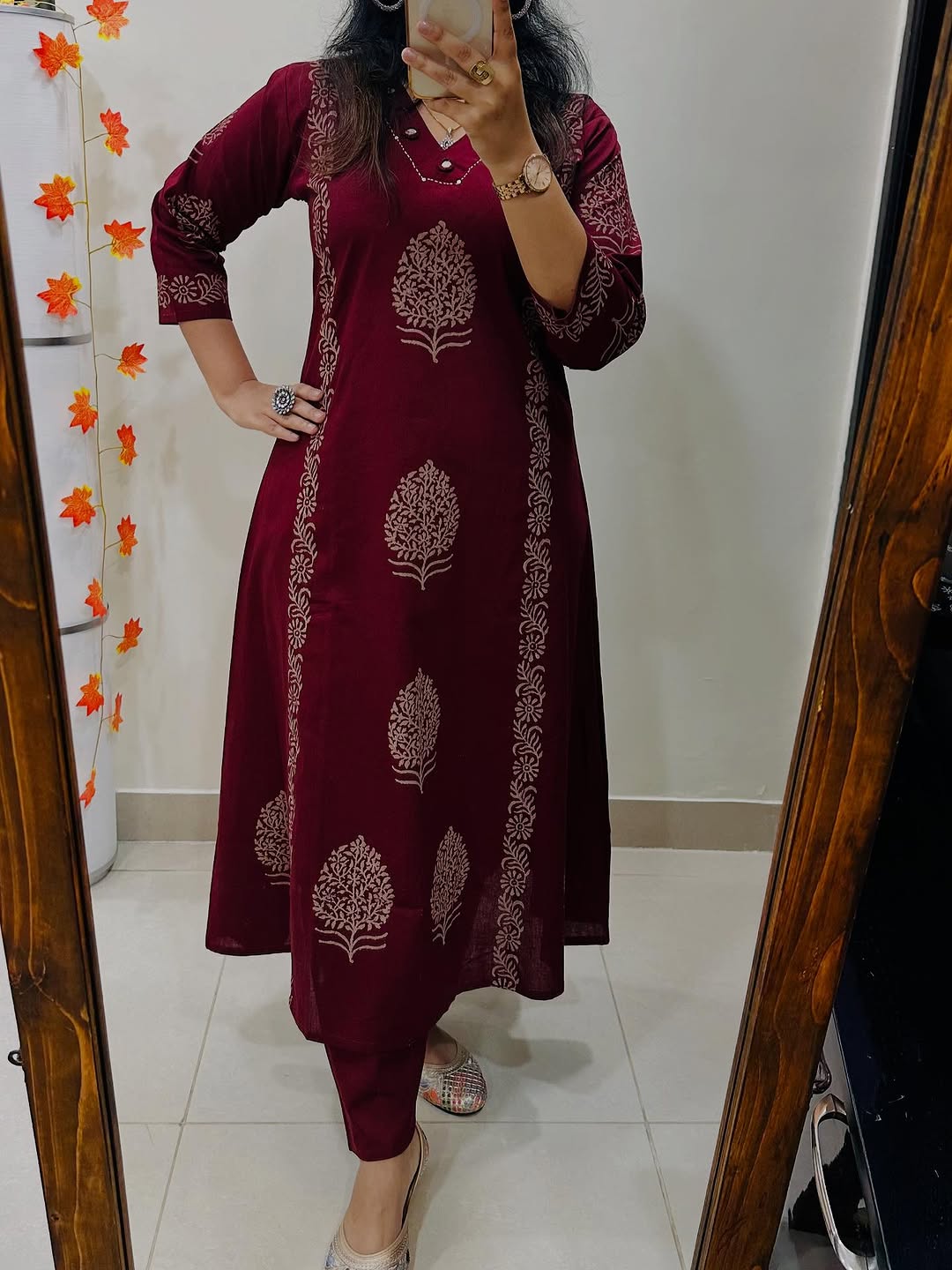 🌸Premium Cotton Kurti Palazzo Set 🌸 Maroon