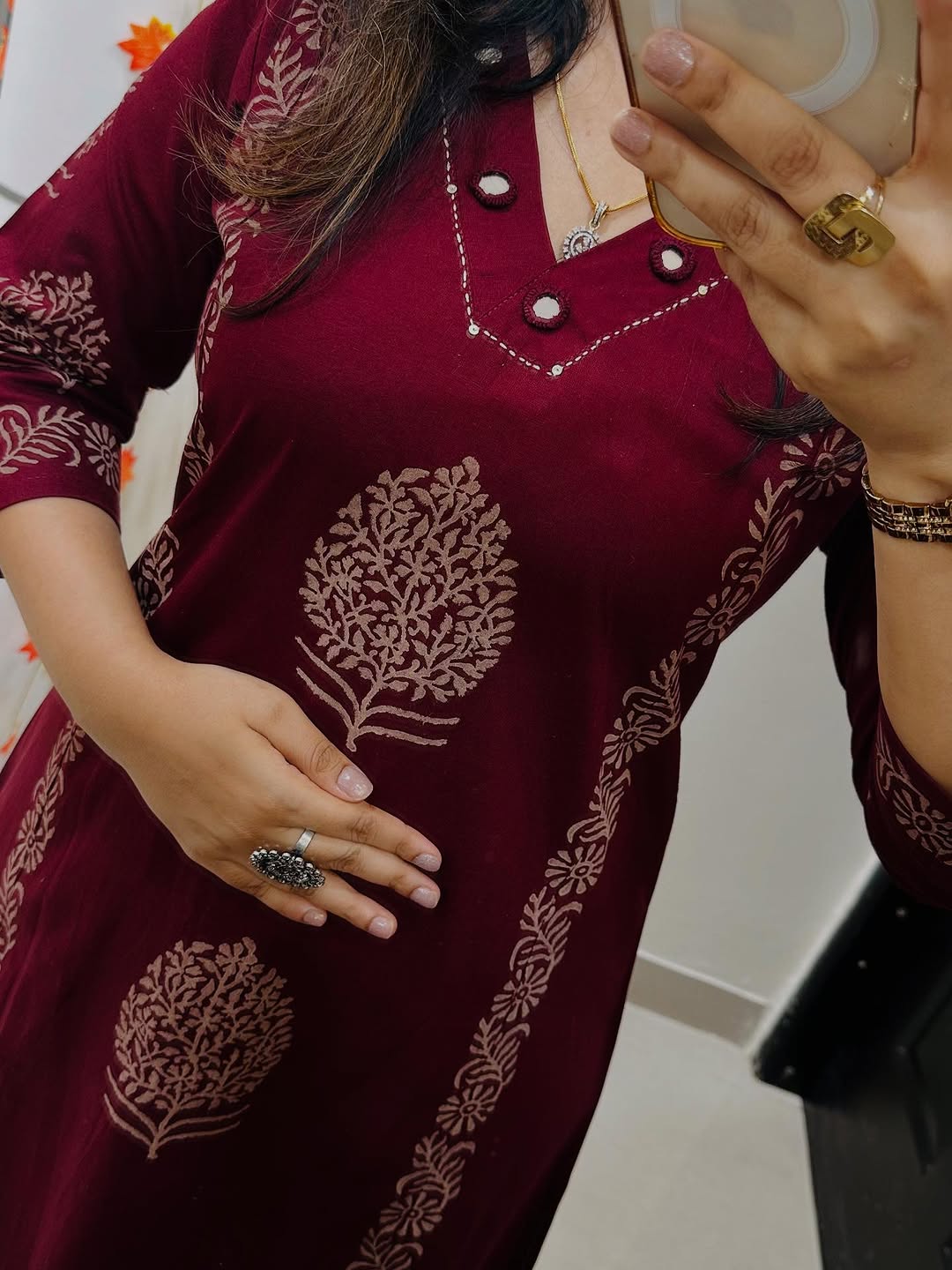 🌸Premium Cotton Kurti Palazzo Set 🌸 Maroon