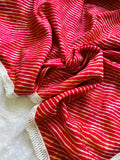 Elegant Striped Saree with Lace Border along with Readymade Blouse