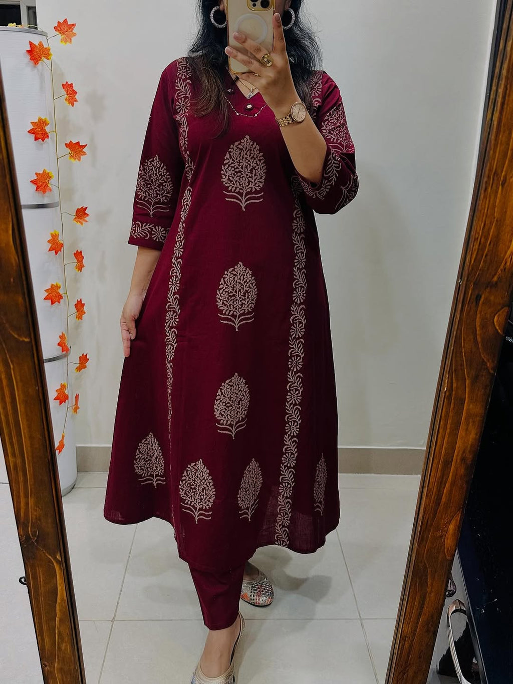 🌸Premium Cotton Kurti Palazzo Set 🌸 Maroon