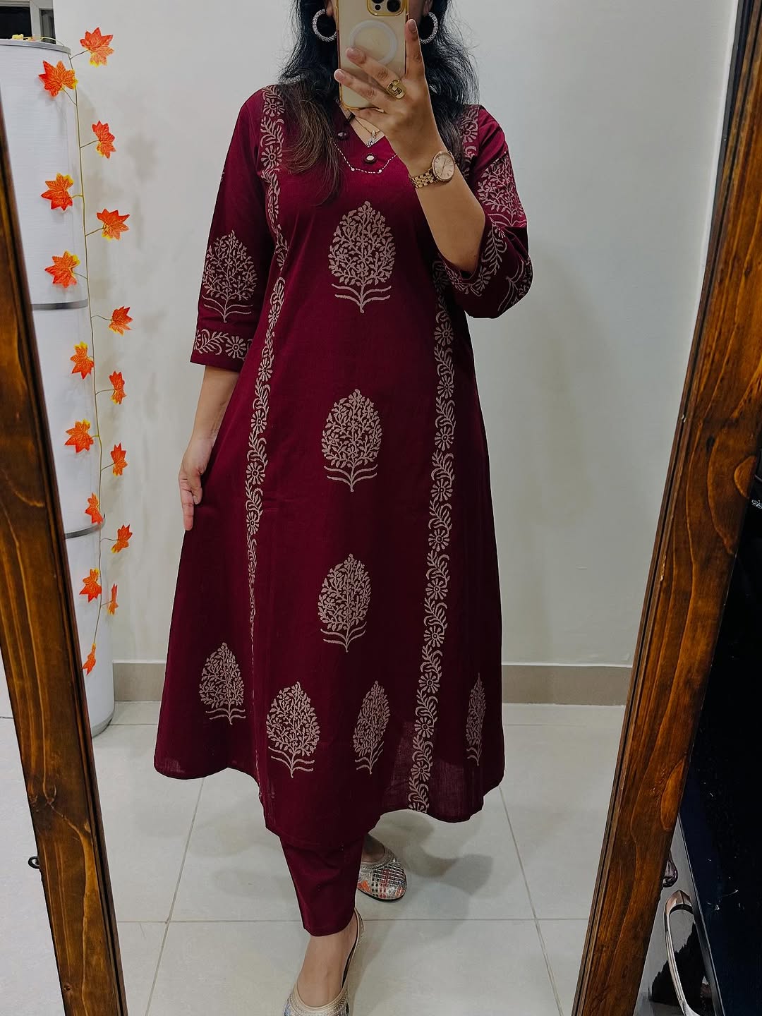 🌸Premium Cotton Kurti Palazzo Set 🌸 Maroon